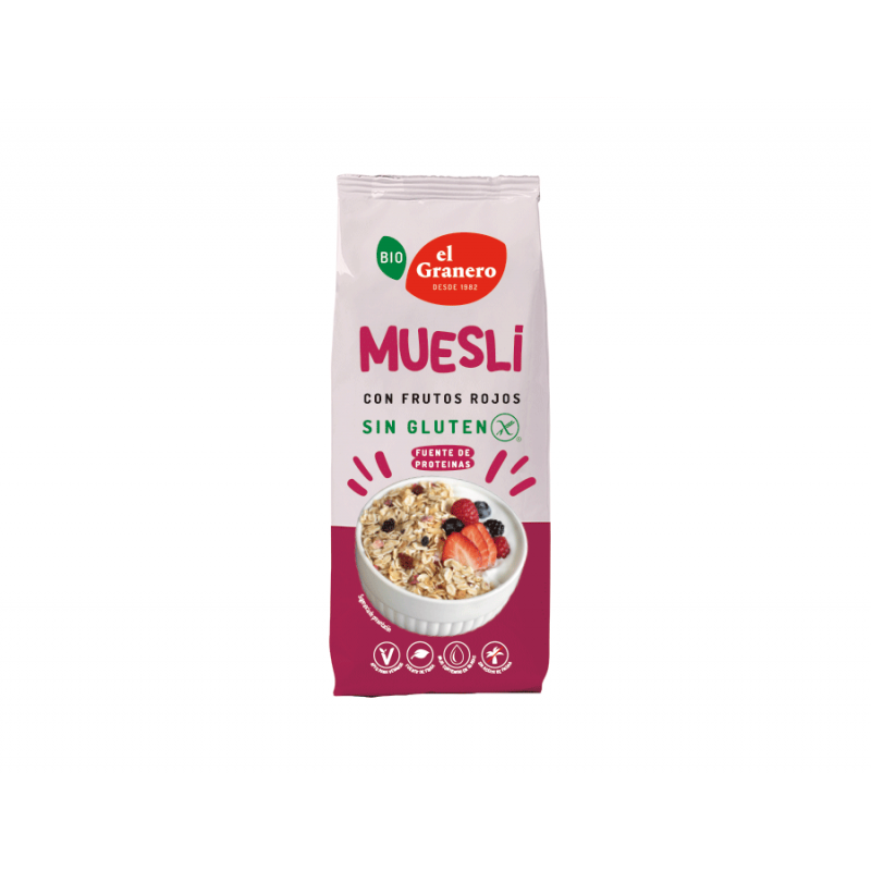 MUESLI CON FRUTOS ROJOS SIN GLUTEN BIO, 375 G