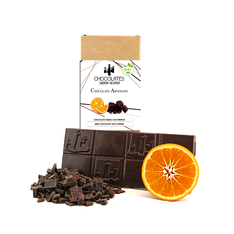 TABLETA CHOCOLATE NEGRO CON NARANJA 125 GRS