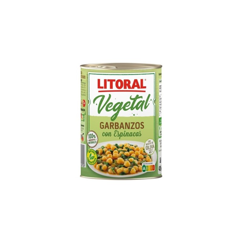 Garbanzos con espinacas Vegetal Litoral sin gluten 425 g.